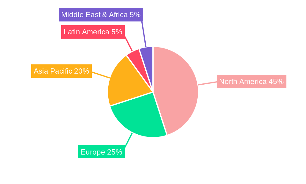 North America Professional Cloud Services Market Market Share by Region - Global Geographic Distribution